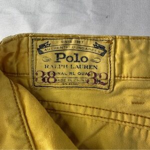 Mens Yellow Ralph Lauren Polo Warick Slim Straight Pants 38x32 Casual Vintage395